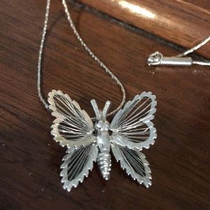 Vintage Monet silver tone butterfly necklace